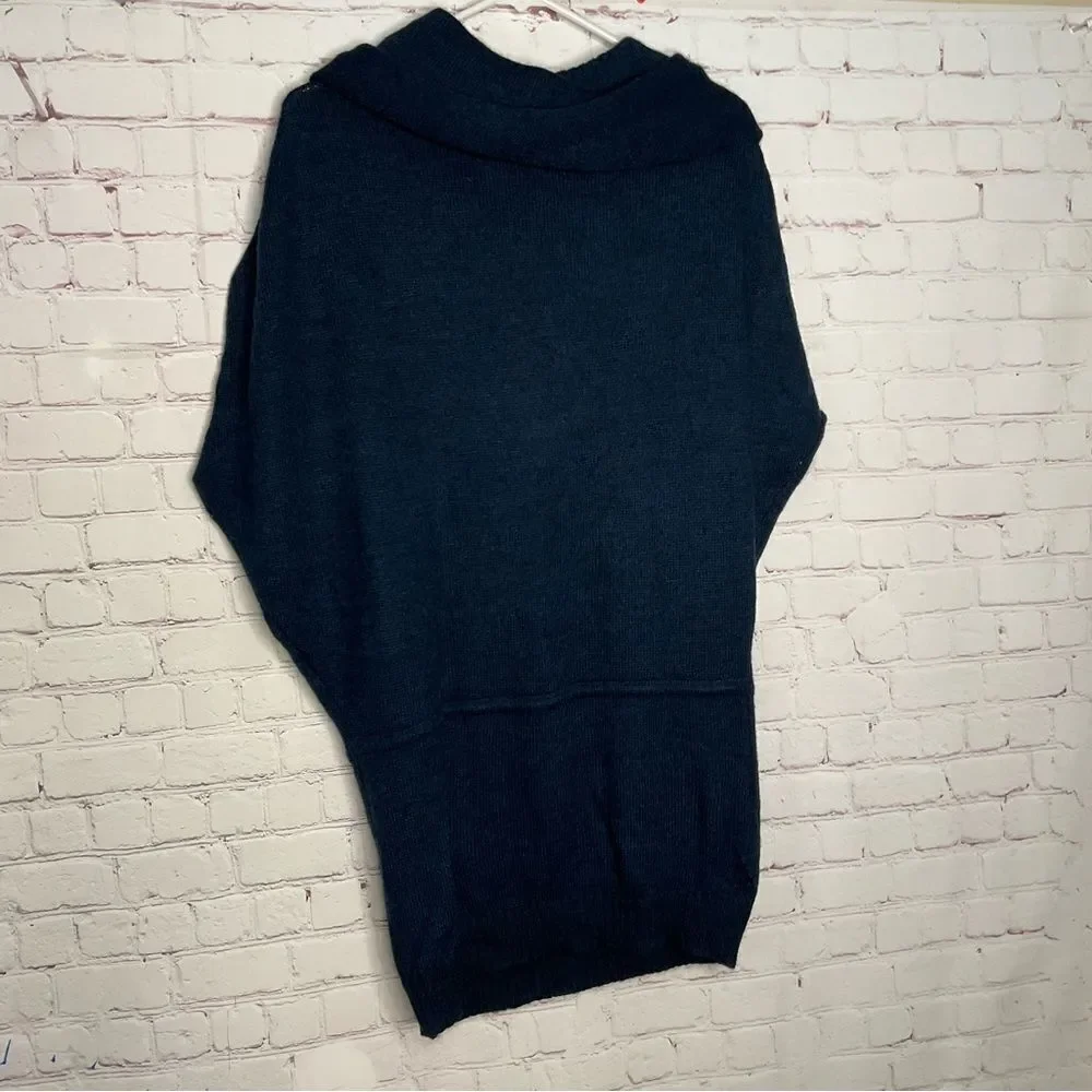 Chiaramente Women’s Sweater Tunic Dress Alpaca Mohair Wool Cowl Neck Teal Size M - Picture 9 of 12